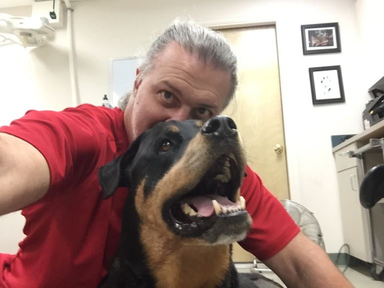 Me and Dad goofing off before the first chemo session.