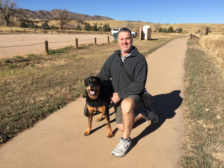 Dad and I got to pose together during our walk. Great times.